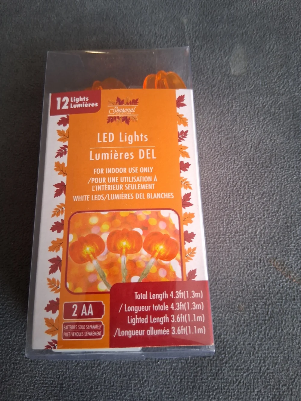 Orange LED Pumpkin String Lights - 12 Count